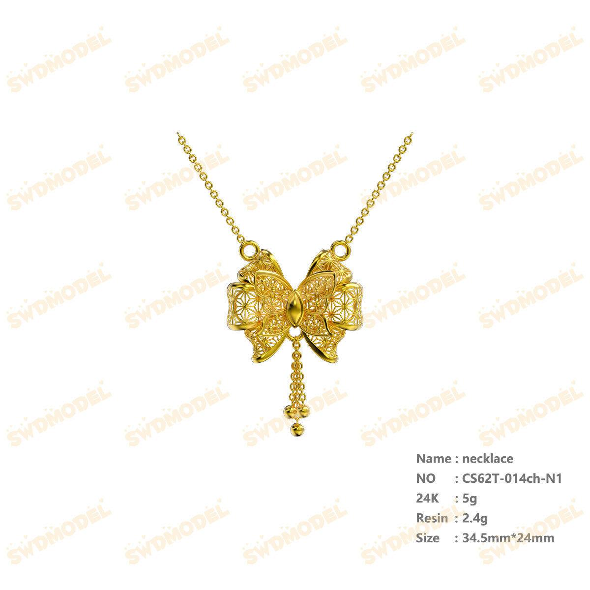Jewelry set Filigree Necklace White Wax Casting Resin 3D Printing Service  CS61T-014ch-N1