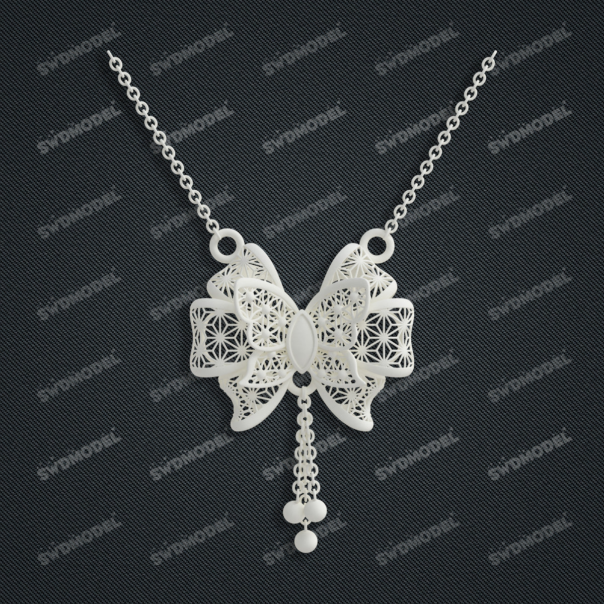 Jewelry set Filigree Necklace White Wax Casting Resin 3D Printing Service  CS62T-014ch-N1
