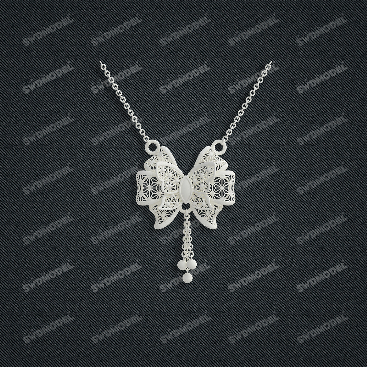 Jewelry set Filigree Necklace White Wax Casting Resin 3D Printing Service  CS61T-014ch-N1