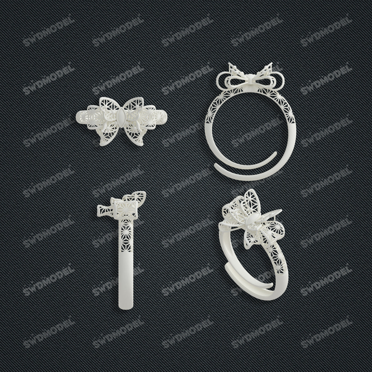 Jewelry set  Filigree Set   White Wax Casting Resin 3D Printing Service  CS62T-014ch