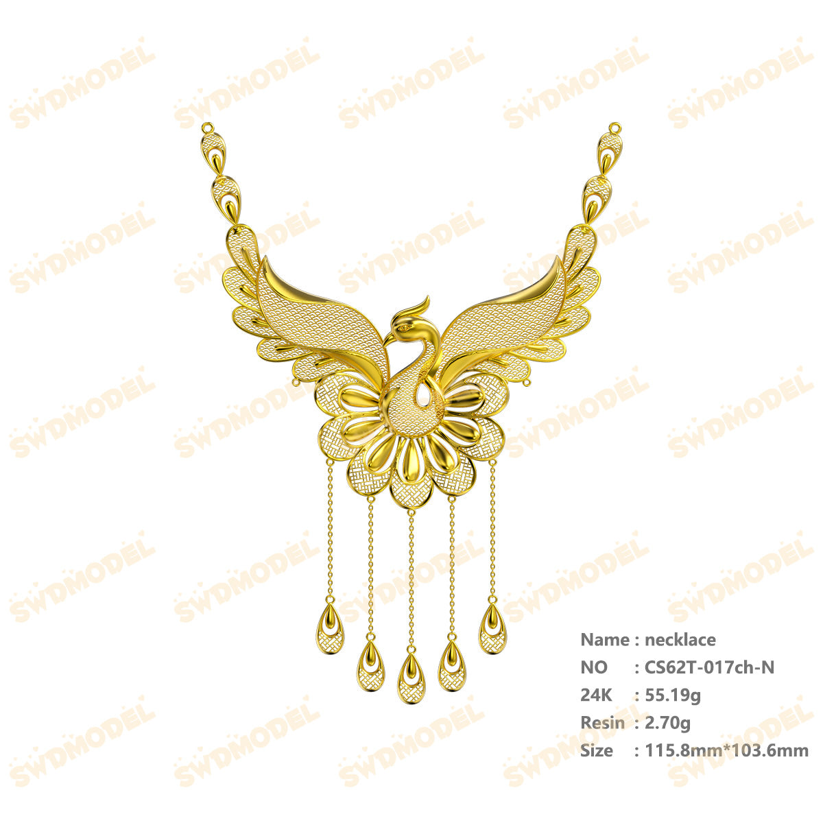 Jewelry set  Filigree Set   White Wax Casting Resin 3D Printing Service  CS62T-017ch