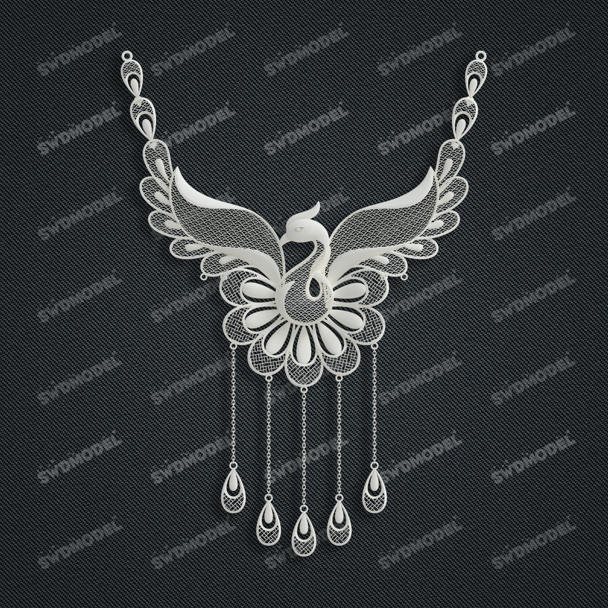 Jewelry set Filigree Necklace White Wax Casting Resin 3D Printing Service  CS62T-017ch-N