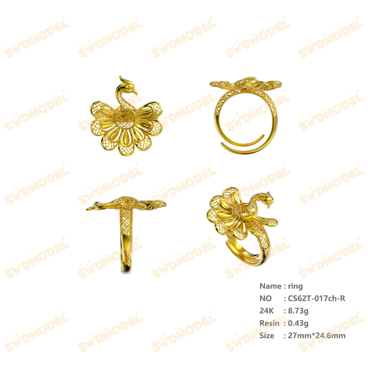 Jewelry set  Filigree Set   White Wax Casting Resin 3D Printing Service  CS62T-017ch