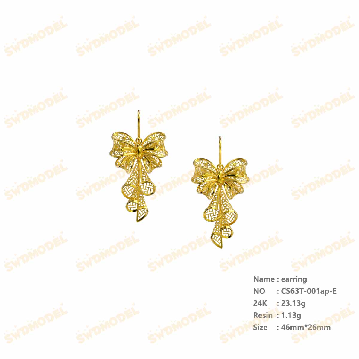 Jewelry set  Filigree Set   White Wax Casting Resin 3D Printing Service  CS63T-001ap