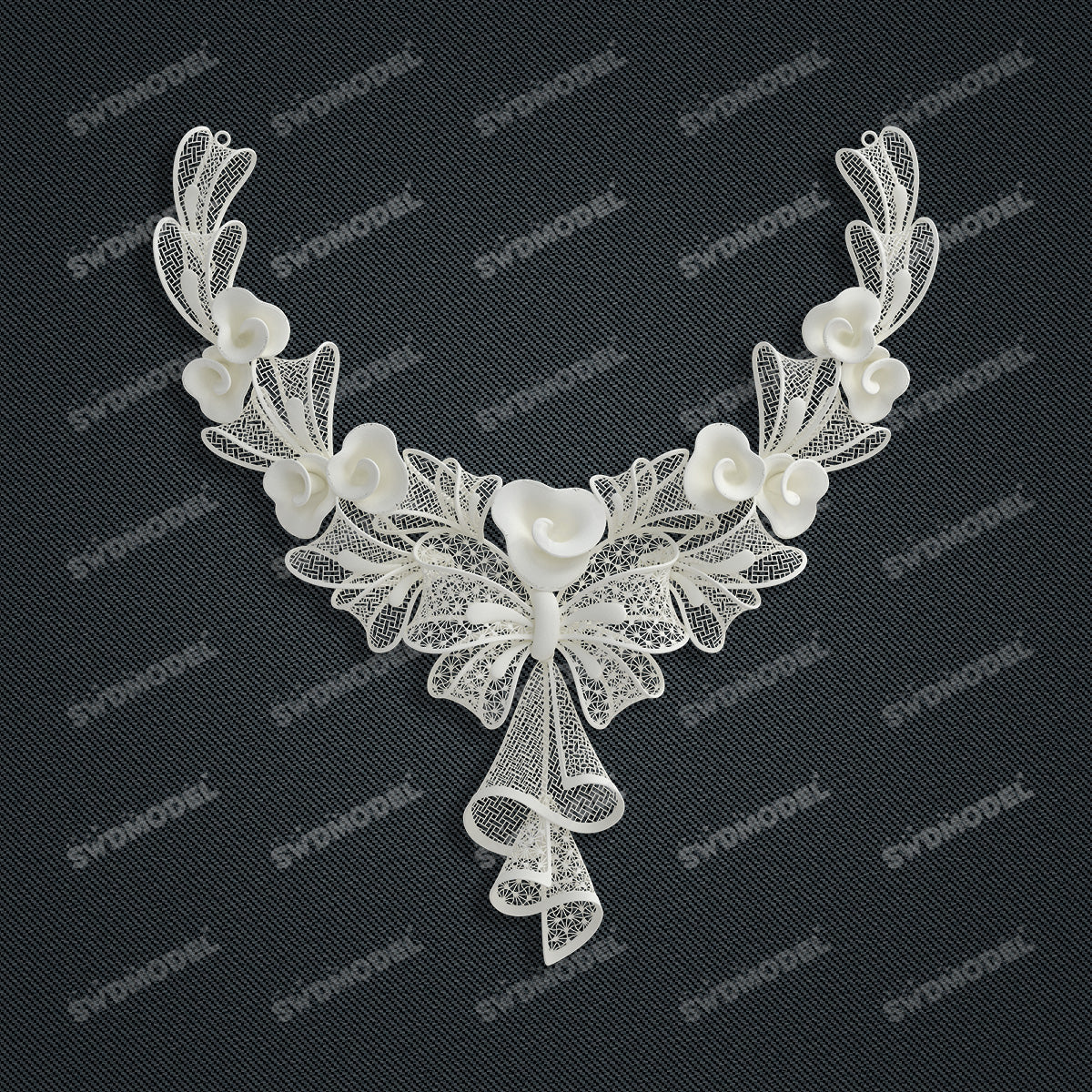 Jewelry set Filigree Necklace White Wax Casting Resin 3D Printing Service  CS61T-014ch-N1