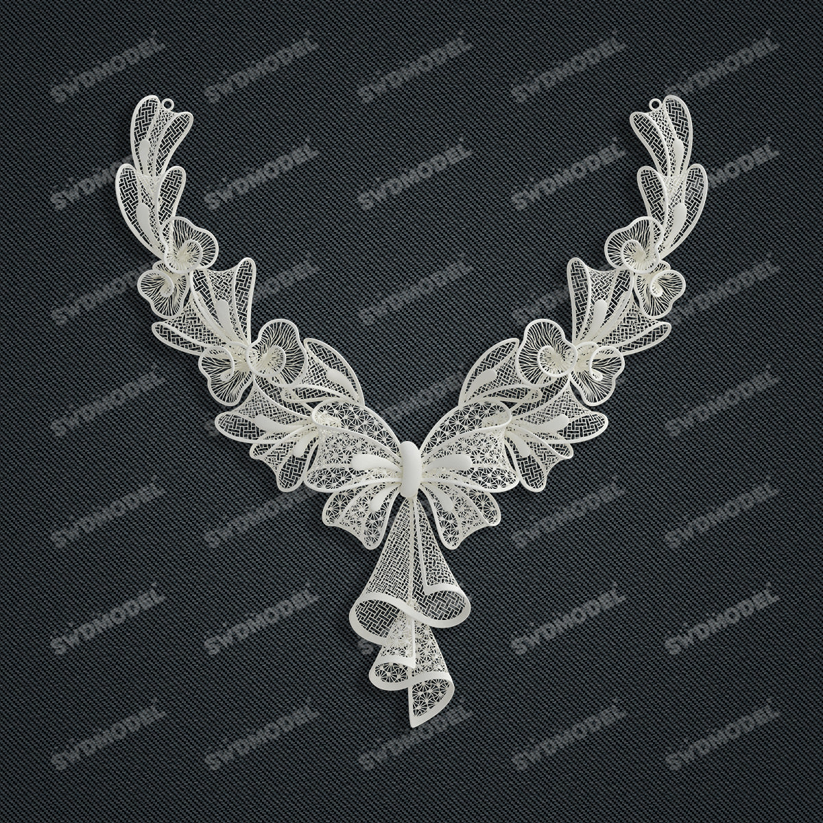 Jewelry set Filigree Necklace White Wax Casting Resin 3D Printing Service  CS61T-001ap-N2