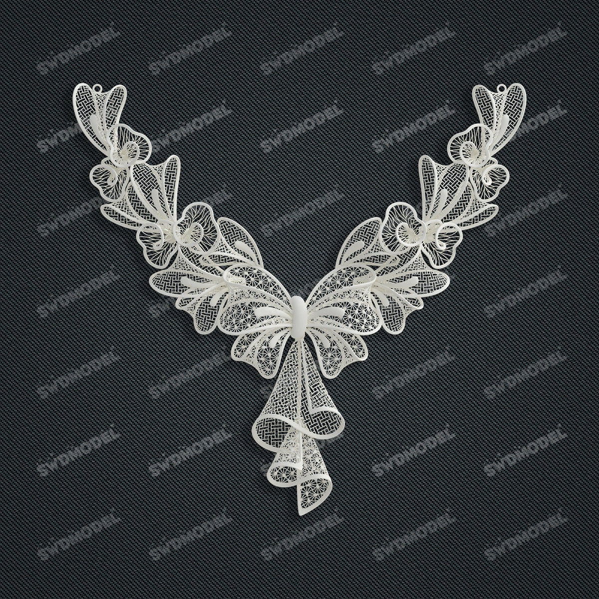 Jewelry set Filigree Necklace White Wax Casting Resin 3D Printing Service  CS61T-001ap-N3
