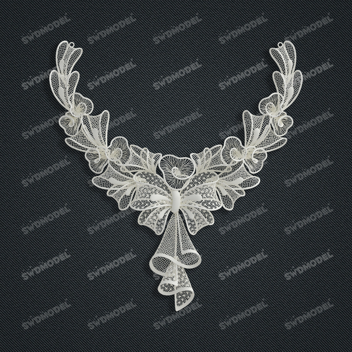 Jewelry set Filigree Necklace White Wax Casting Resin 3D Printing Service  CS63T-001ap-N