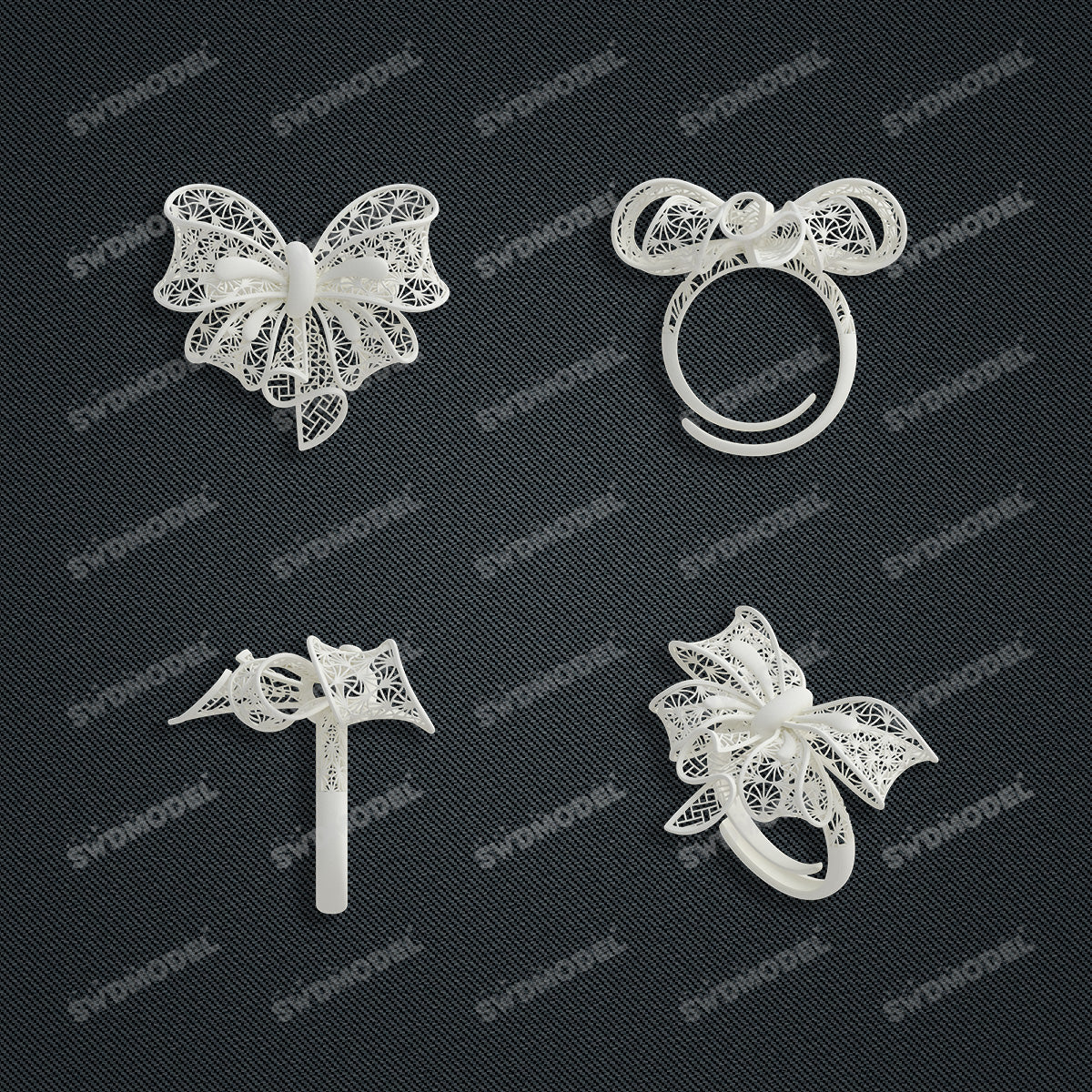 Jewelry set  Filigree Set   White Wax Casting Resin 3D Printing Service  CS63T-001ap