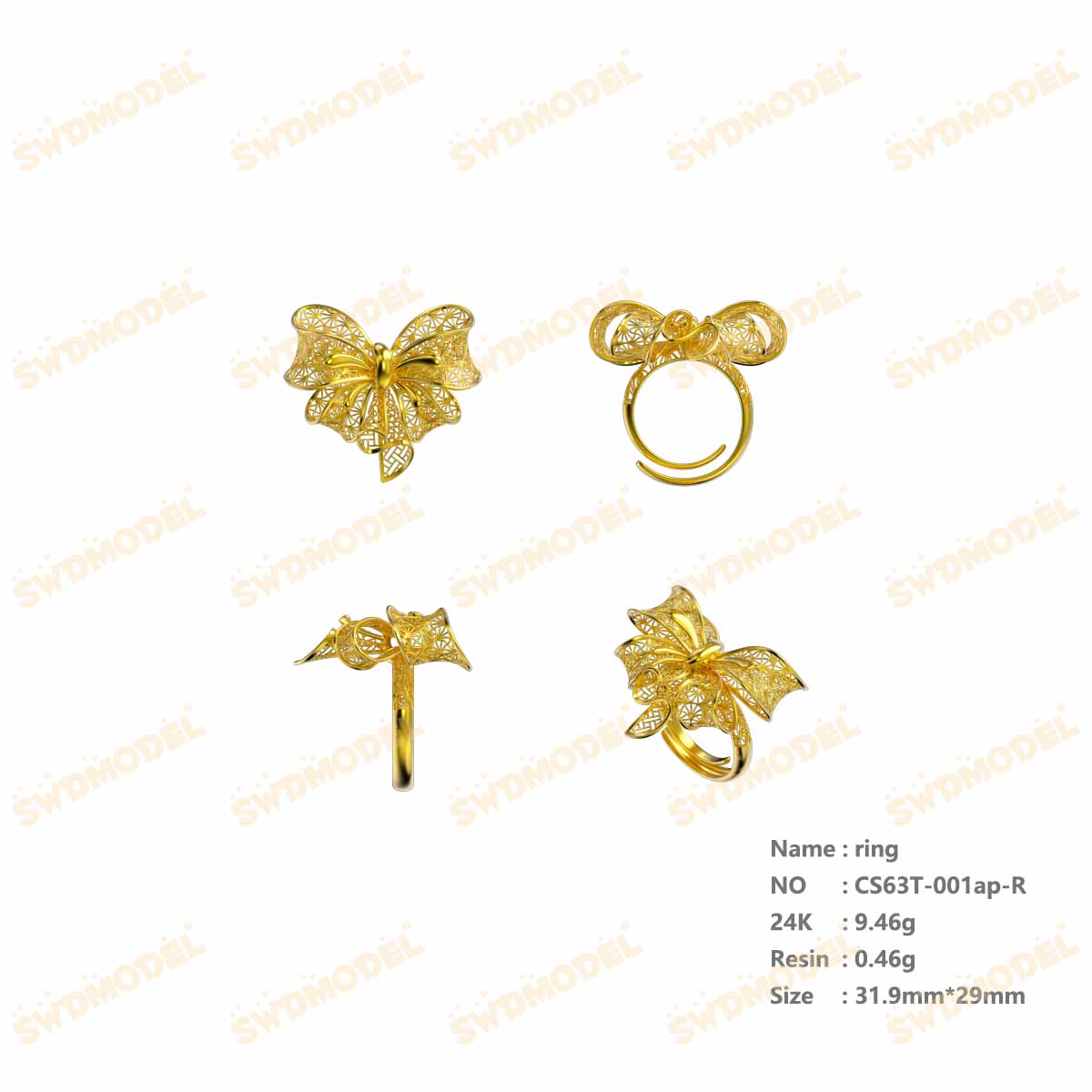 Jewelry set  Filigree Set   White Wax Casting Resin 3D Printing Service  CS63T-001ap