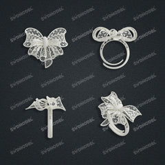 Jewelry set Filigree Ring White Wax Casting Resin 3D Printing Service  CS63T-001ap-R