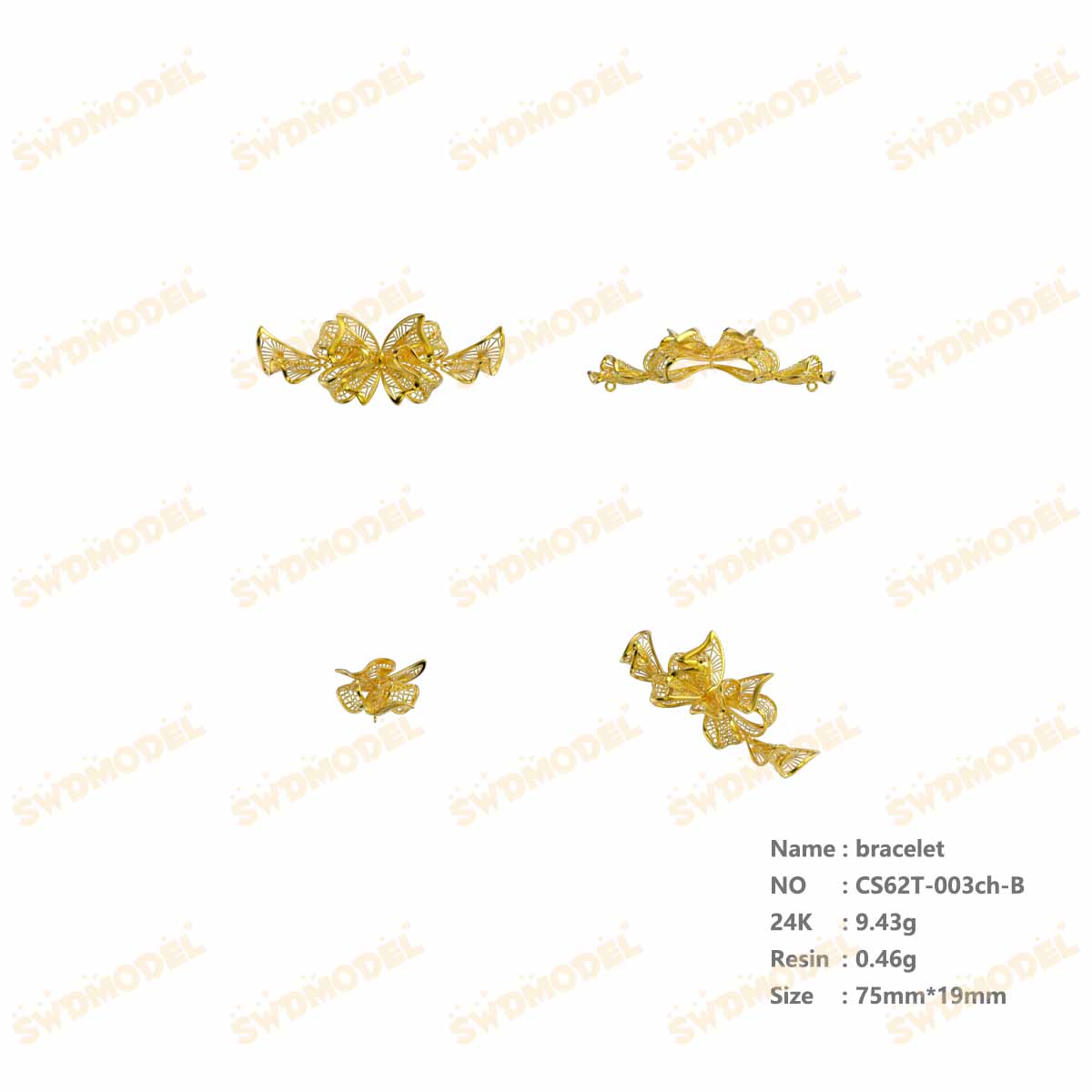 Jewelry set  Filigree Set   White Wax Casting Resin 3D Printing Service  CS63T-002ap（N1）