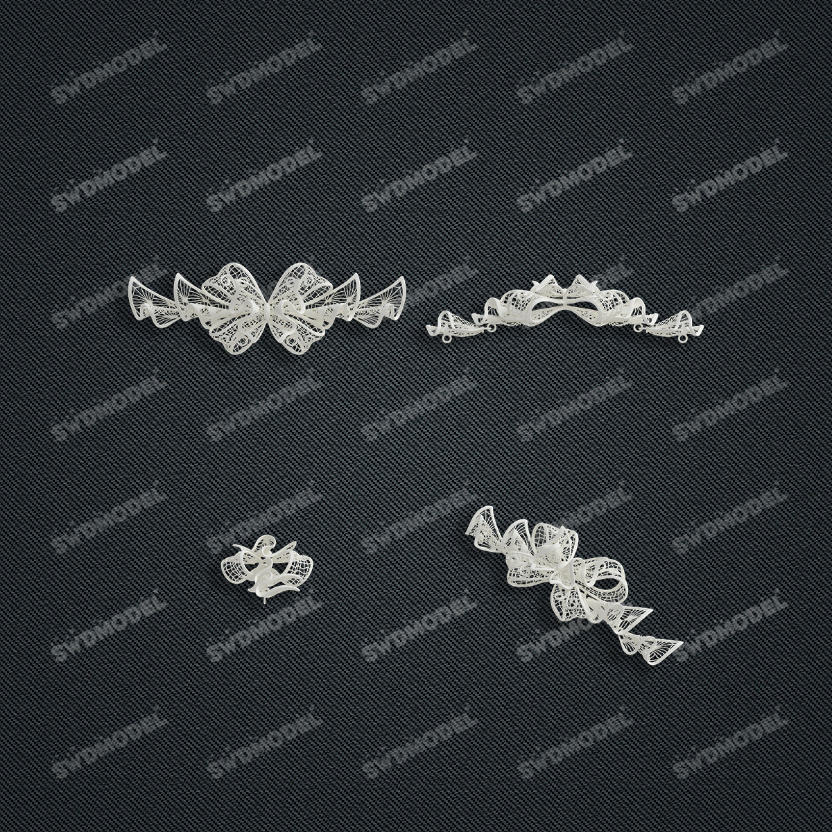 Jewelry set  Filigree Set   White Wax Casting Resin 3D Printing Service  CS63T-002ap