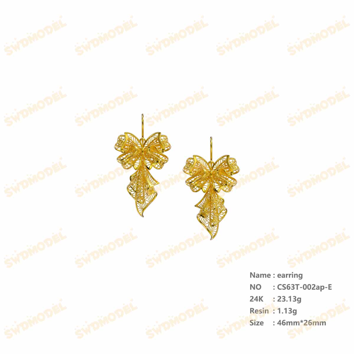 Jewelry set  Filigree Set   White Wax Casting Resin 3D Printing Service  CS63T-002ap