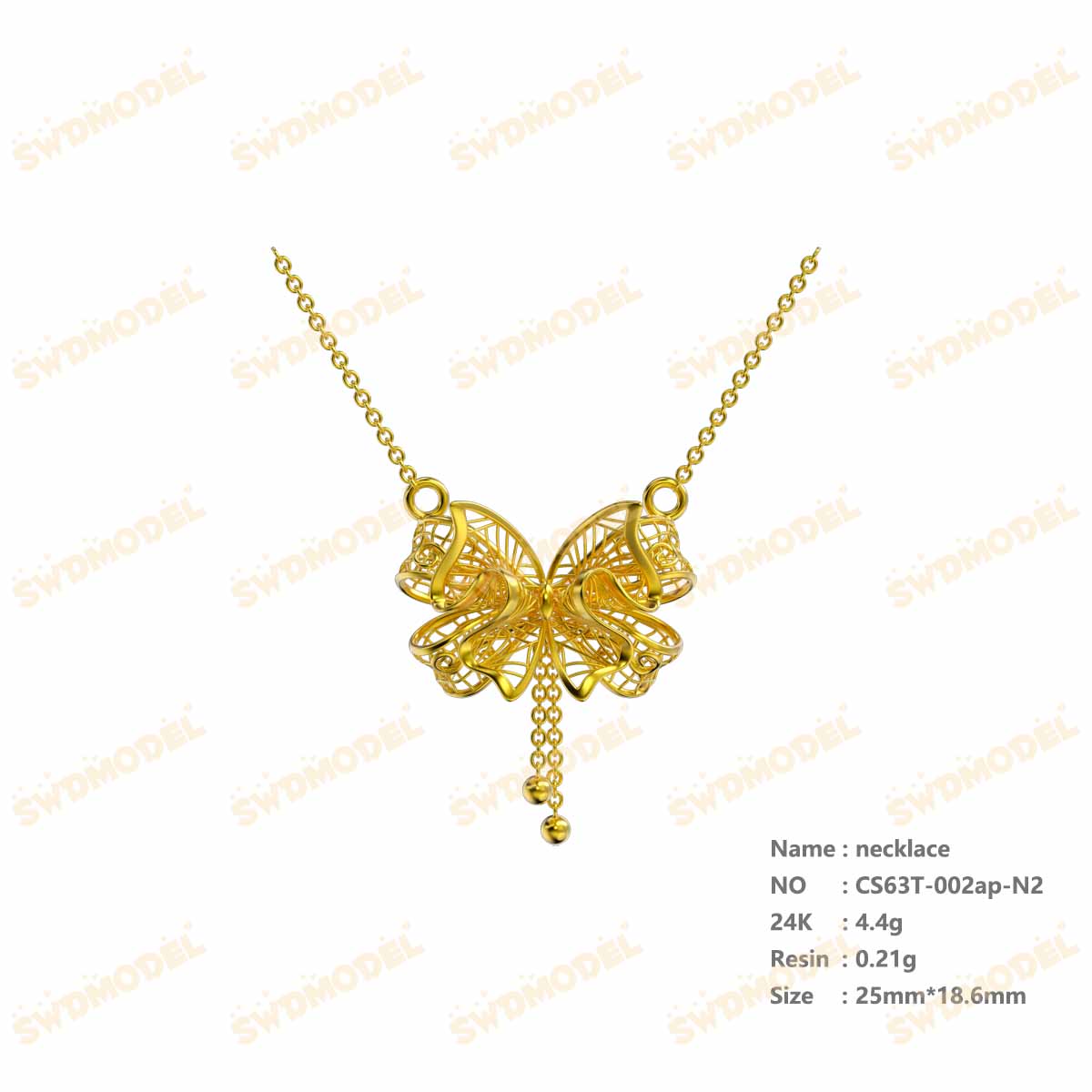 Jewelry set Filigree Necklace White Wax Casting Resin 3D Printing Service  CS63T-002ap-N2