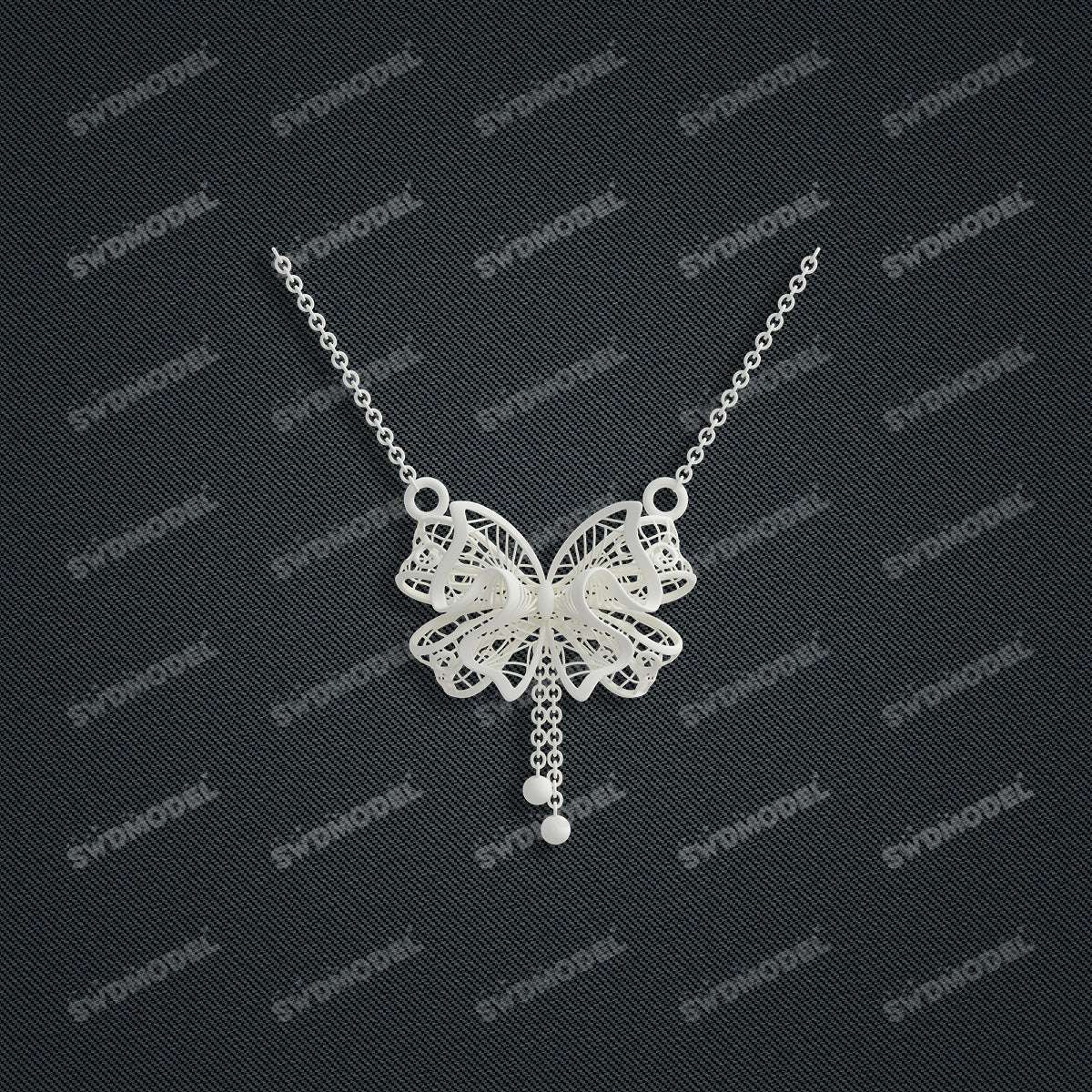 Jewelry set Filigree Necklace White Wax Casting Resin 3D Printing Service  CS63T-002ap-N2