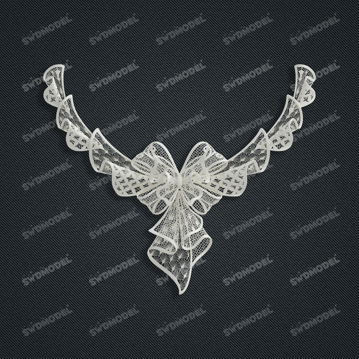 Jewelry set Filigree Necklace White Wax Casting Resin 3D Printing Service  CS63T-002ap-N