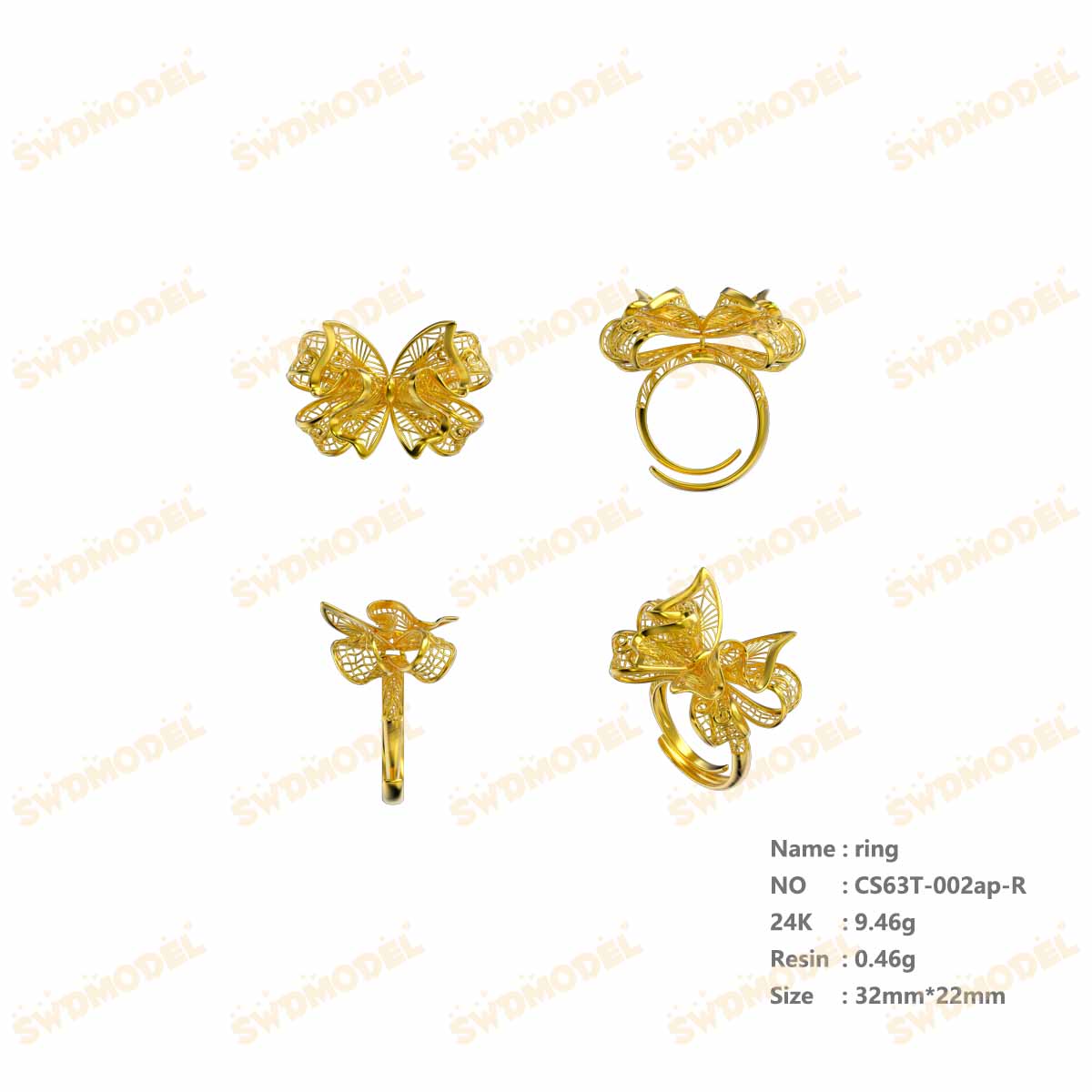 Jewelry set  Filigree Set   White Wax Casting Resin 3D Printing Service  CS63T-002ap