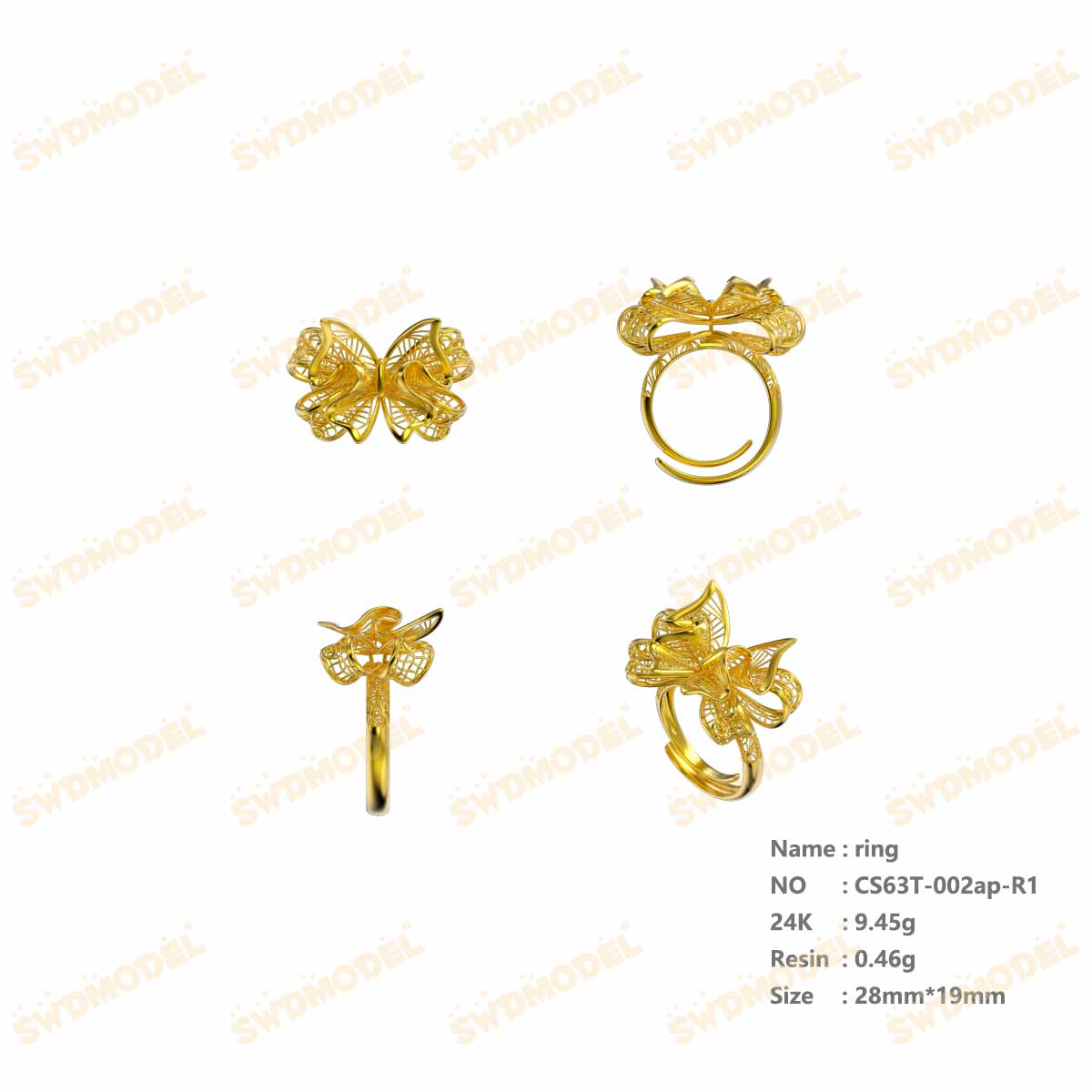 Jewelry set  Filigree Set   White Wax Casting Resin 3D Printing Service  CS63T-002ap（N1）