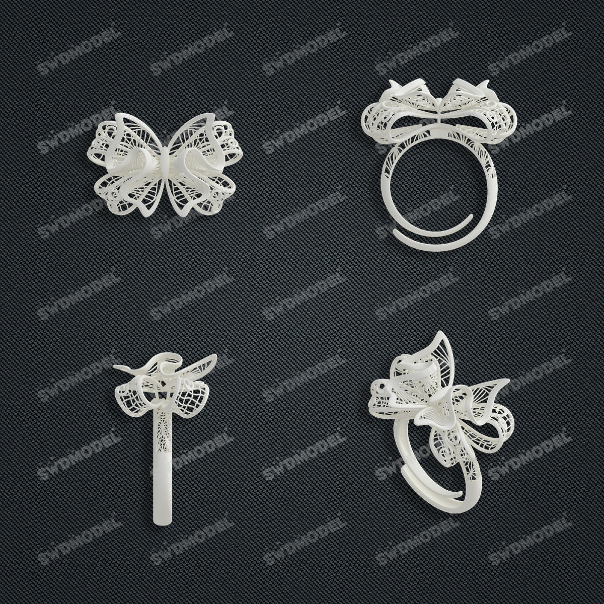 Jewelry set  Filigree Set   White Wax Casting Resin 3D Printing Service  CS63T-002ap（N1）