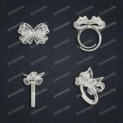 Jewelry set Filigree Ring White Wax Casting Resin 3D Printing Service  CS63T-002ap-R1