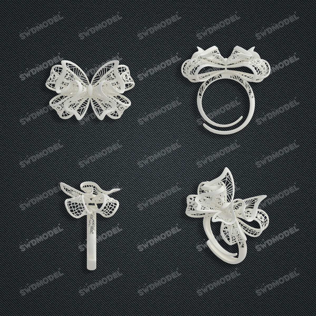 Jewelry set Filigree Ring White Wax Casting Resin 3D Printing Service  CS63T-002ap-R