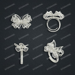 Jewelry set Filigree Ring White Wax Casting Resin 3D Printing Service  CS63T-002ap-R