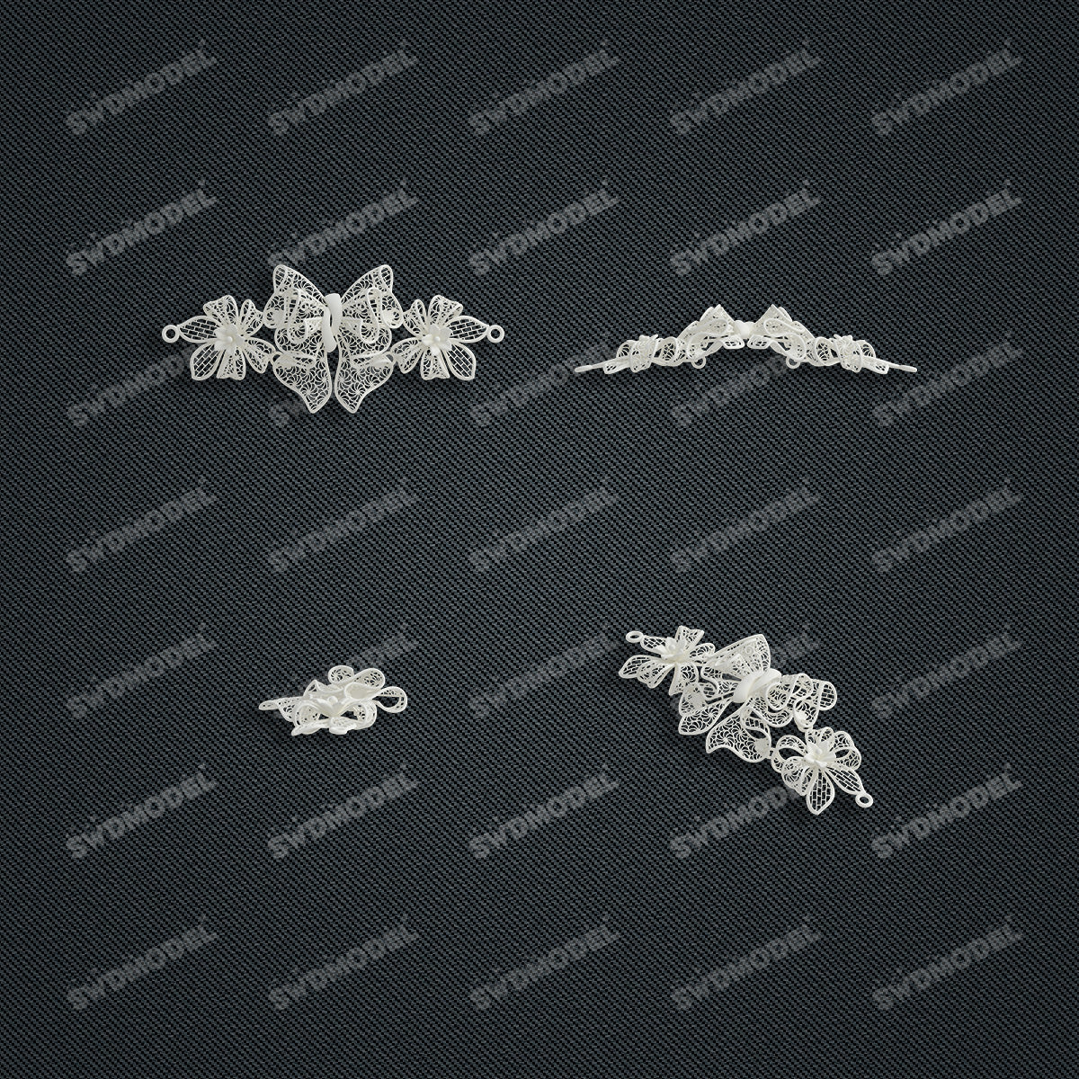 Jewelry set  Filigree Set   White Wax Casting Resin 3D Printing Service  CS63T-003ap