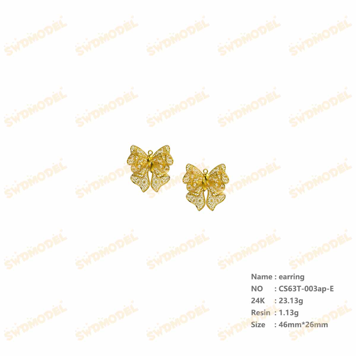 Jewelry set  Filigree Set   White Wax Casting Resin 3D Printing Service  CS63T-003ap