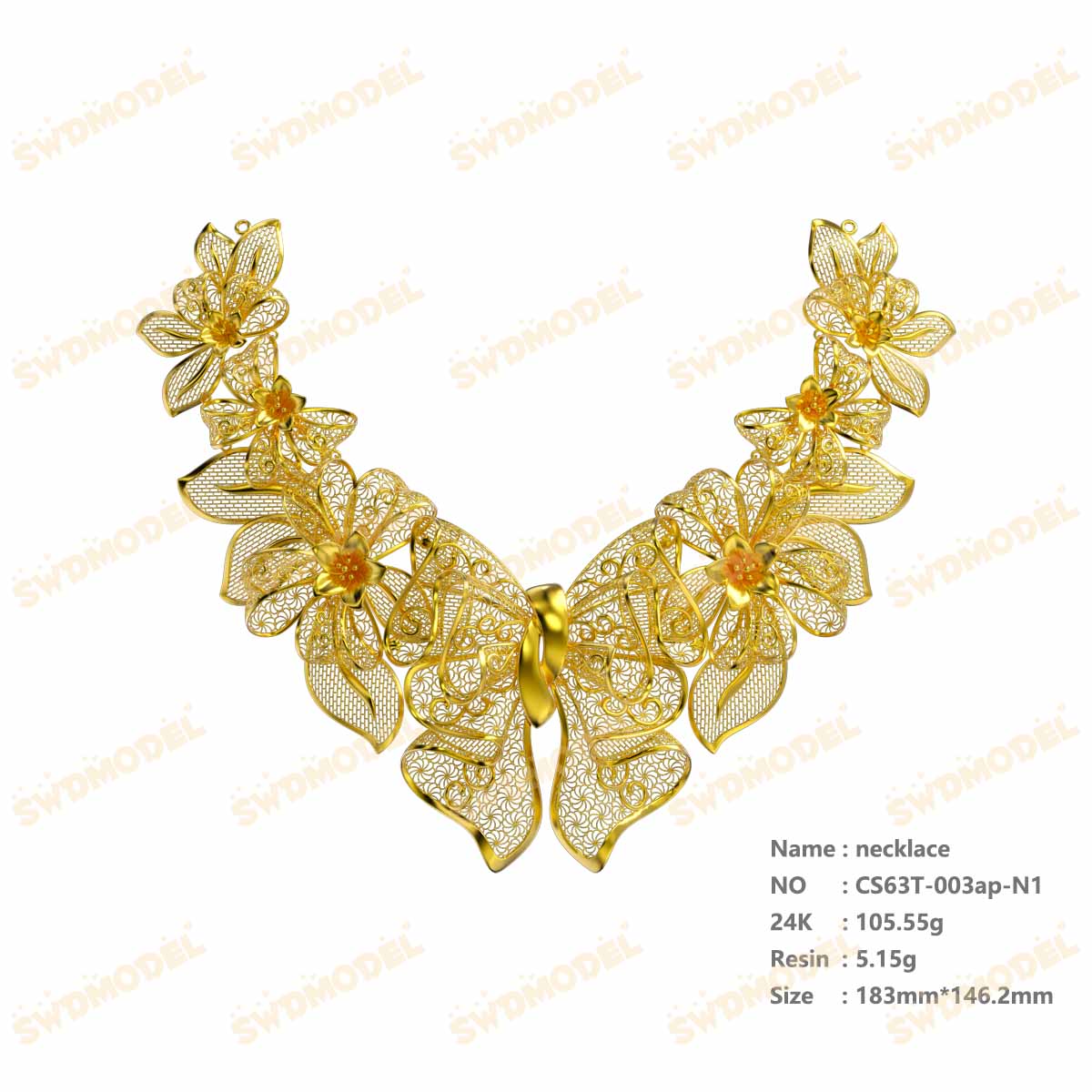 Jewelry set  Filigree Set   White Wax Casting Resin 3D Printing Service  CS63T-003ap（N1）