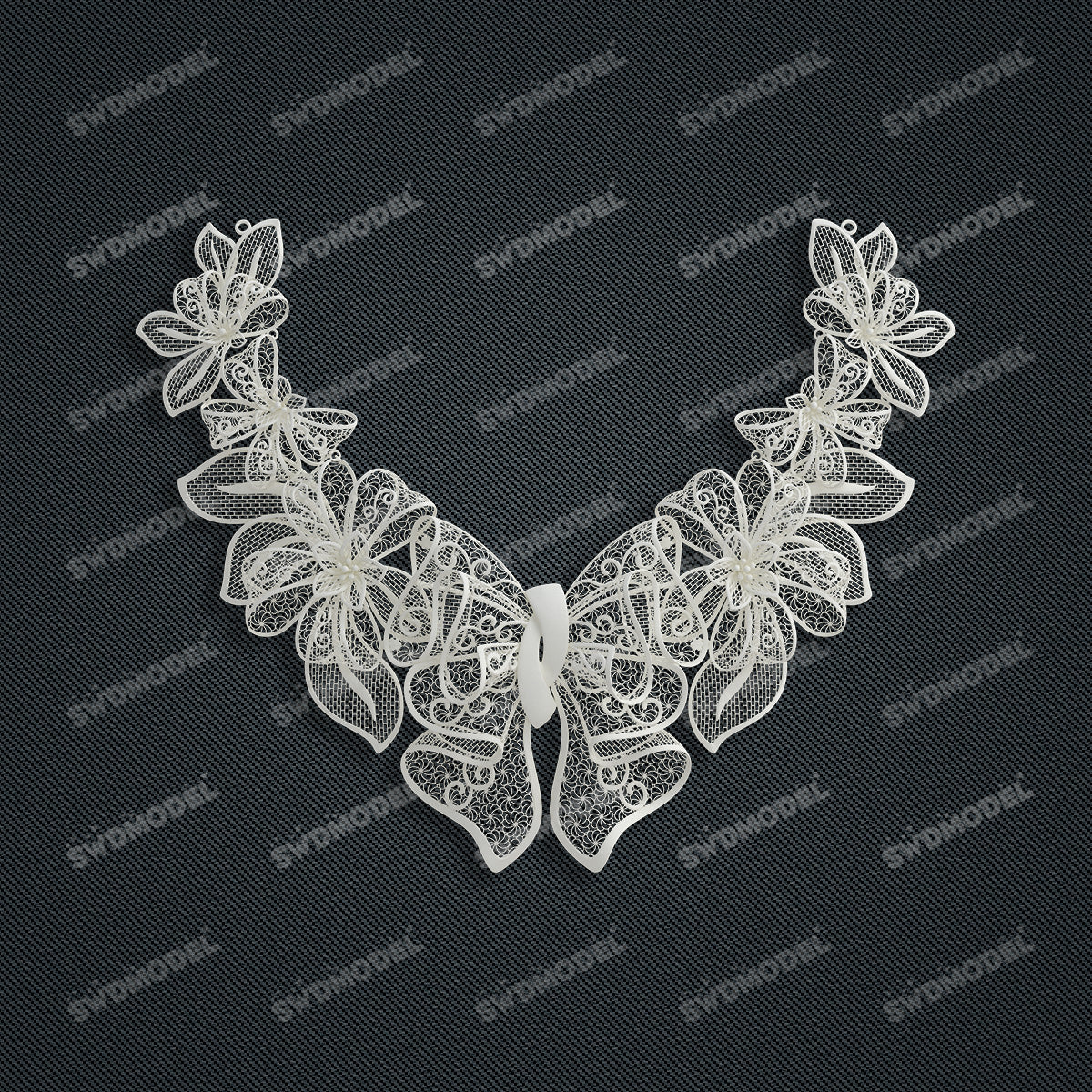 Jewelry set Filigree Necklace White Wax Casting Resin 3D Printing Service  CS63T-003ap-N