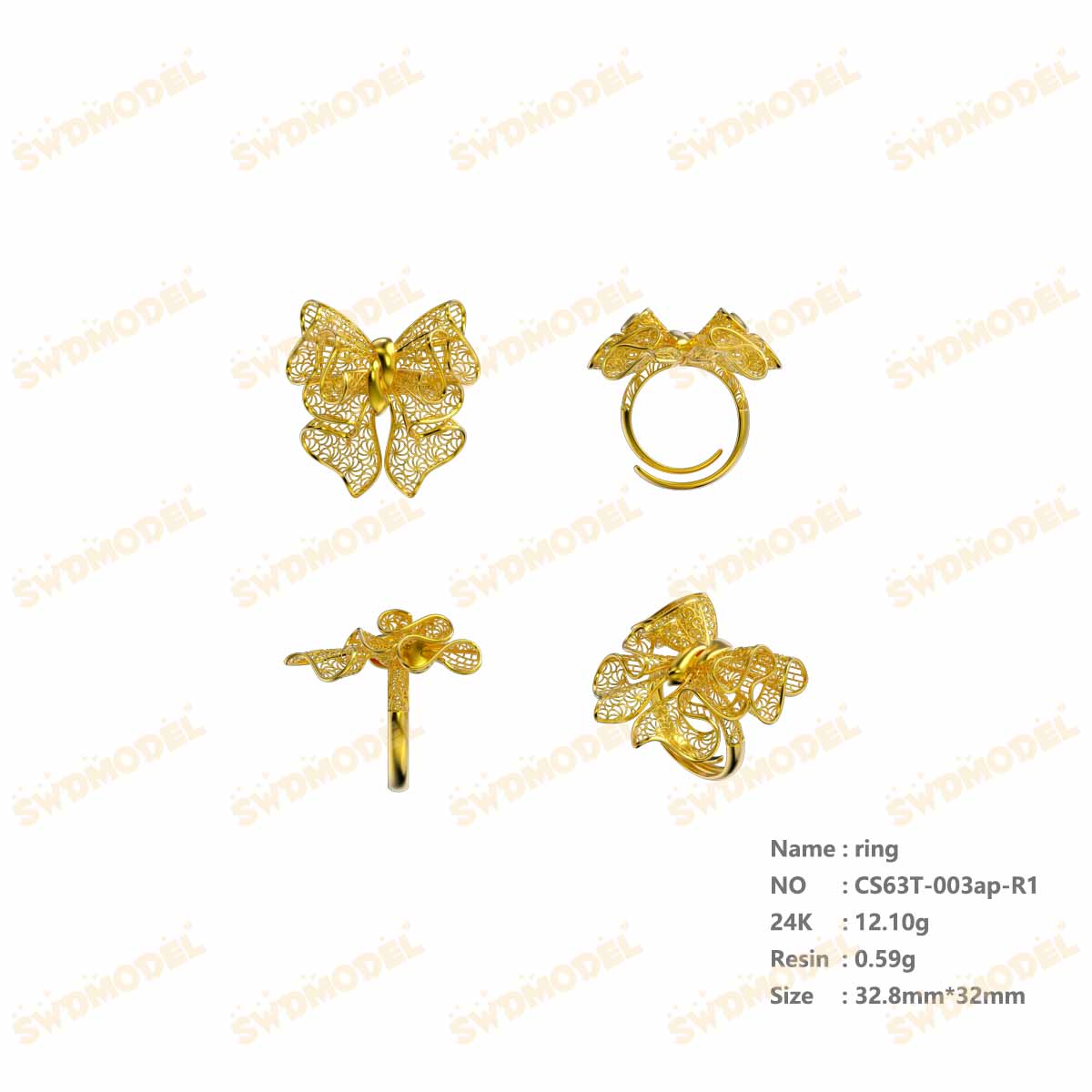 Jewelry set  Filigree Set   White Wax Casting Resin 3D Printing Service   CS63T-003ap(N2)