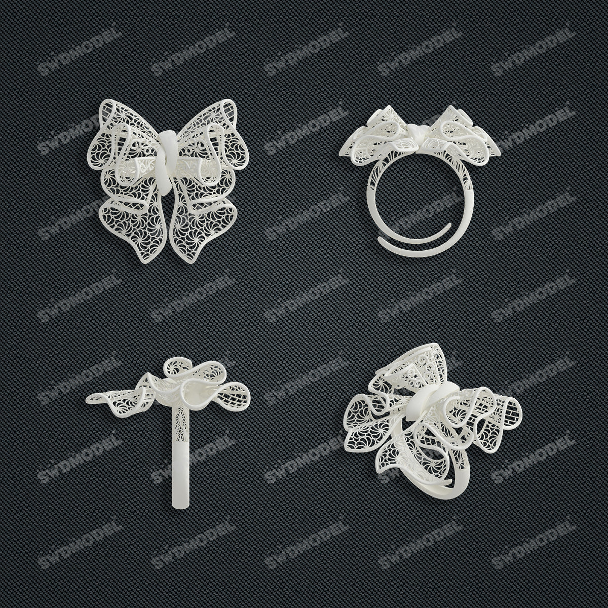 Jewelry set Filigree Ring White Wax Casting Resin 3D Printing Service  CS63T-003ap-R