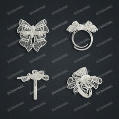 Jewelry set Filigree Ring White Wax Casting Resin 3D Printing Service  CS63T-003ap-R