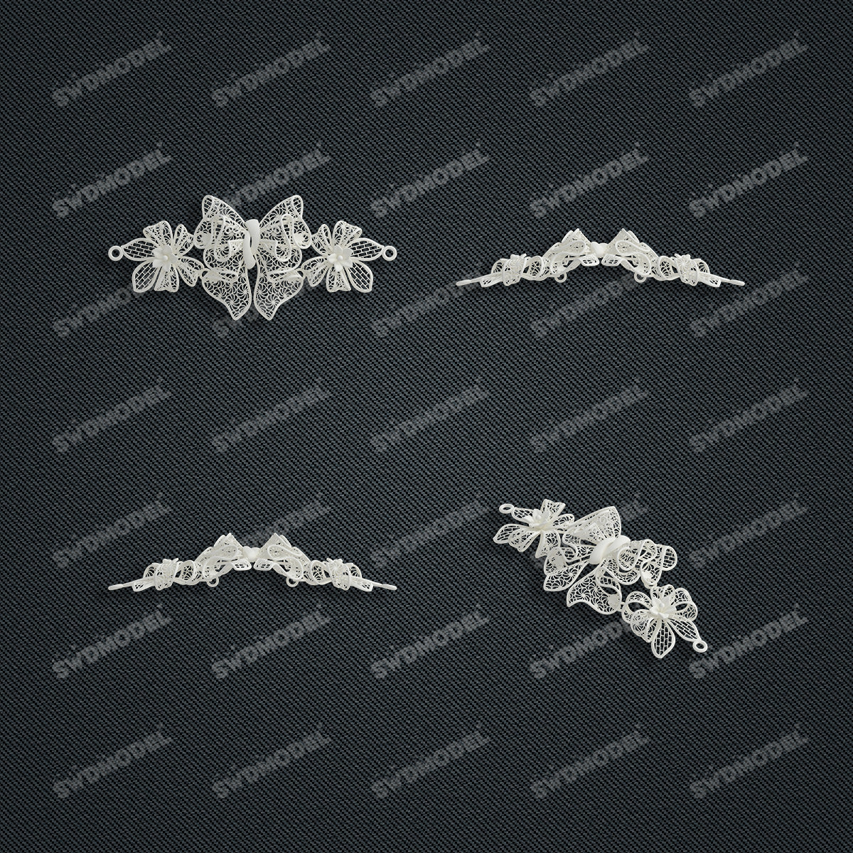 Jewelry set  Filigree Set   White Wax Casting Resin 3D Printing Service   CS63T-003ap(N2)