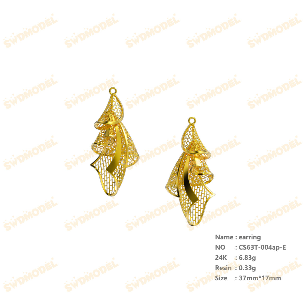 Jewelry set  Filigree Set   White Wax Casting Resin 3D Printing Service   CS63T-004ap