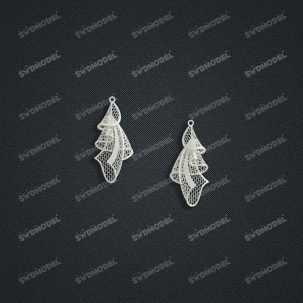 Jewelry set Filigree Earrings White Wax Casting Resin 3D Printing Service  CS63T-004ap-E1