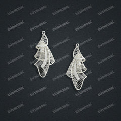 Jewelry set Filigree Earrings White Wax Casting Resin 3D Printing Service  CS63T-004ap-E