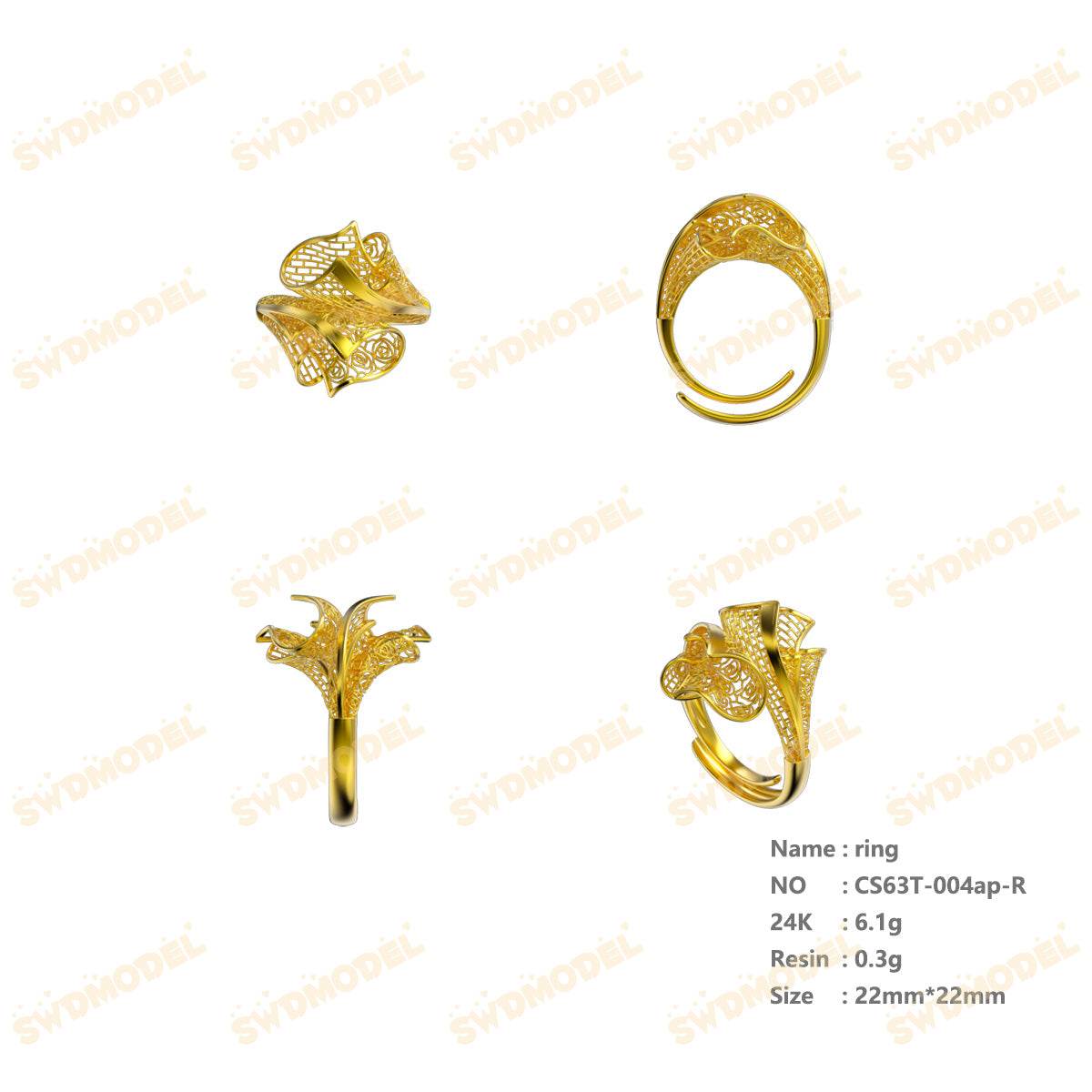 Jewelry set  Filigree Set   White Wax Casting Resin 3D Printing Service   CS63T-004ap