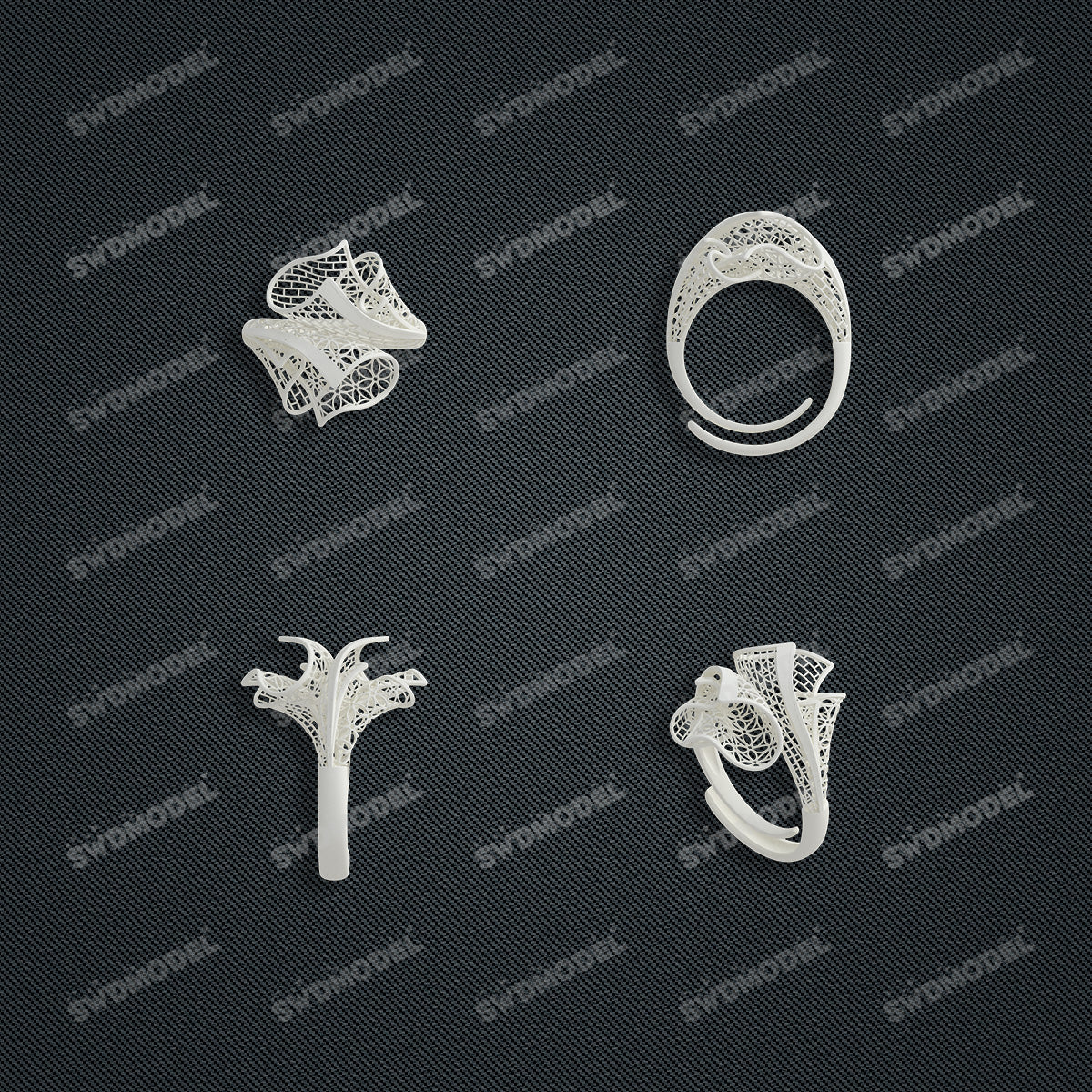 Jewelry set  Filigree Set   White Wax Casting Resin 3D Printing Service  CS63T-004ap（N1）