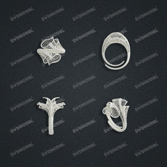 Jewelry set Filigree Ring White Wax Casting Resin 3D Printing Service  CS63T-004ap-R1