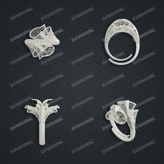 Jewelry set Filigree Ring White Wax Casting Resin 3D Printing Service  CS63T-004ap-R