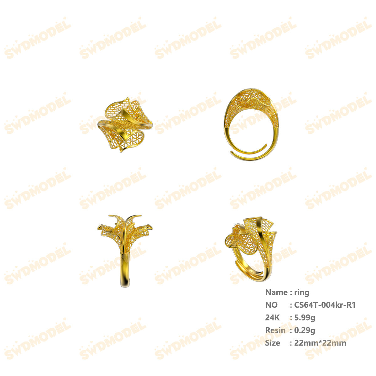 Jewelry set  Filigree Set   White Wax Casting Resin 3D Printing Service  CS63T-004ap（N1）