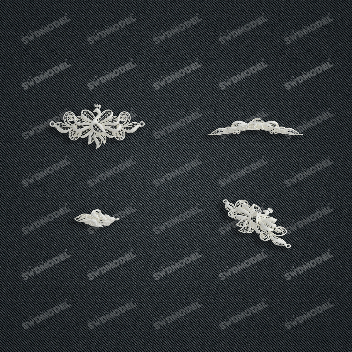 Jewelry set Filigree Bracelet White Wax Casting Resin 3D Printing Service CS63T-005ap-B
