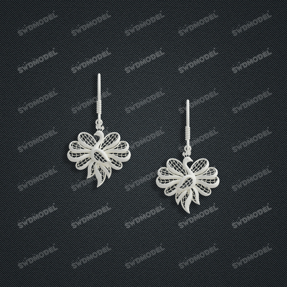Jewelry set Filigree Earrings White Wax Casting Resin 3D Printing Service  CS63T-005ap-E