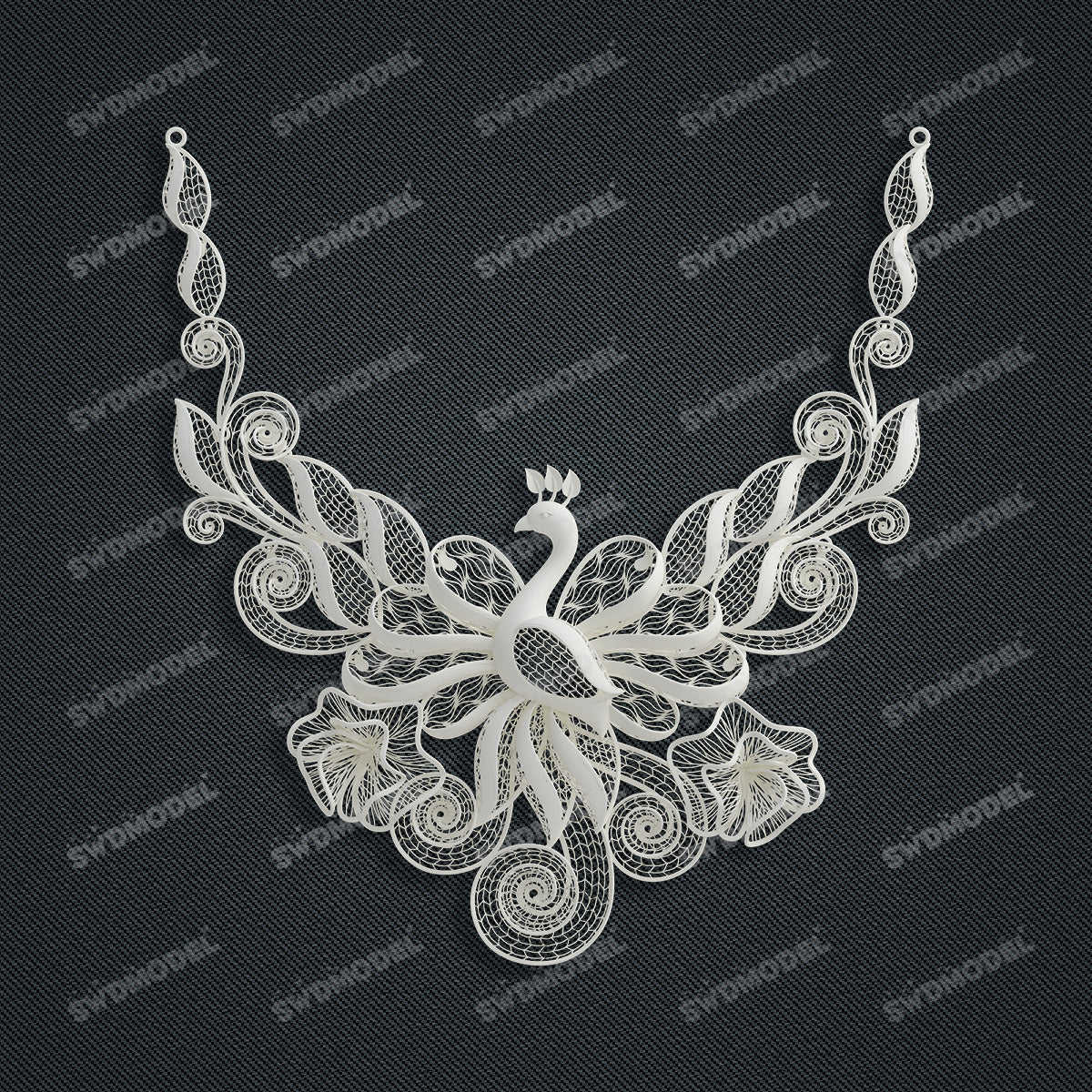Jewelry set Filigree Necklace White Wax Casting Resin 3D Printing Service  CS63T-005ap-N