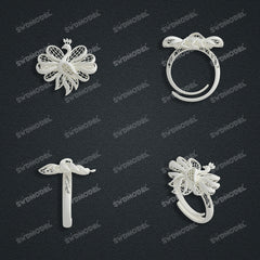 Jewelry set Filigree Ring White Wax Casting Resin 3D Printing Service  CS63T-005ap-R
