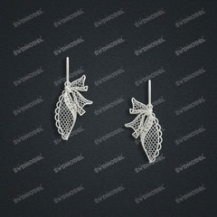 Jewelry set Filigree Earrings White Wax Casting Resin 3D Printing Service  CS63T-006ap-E