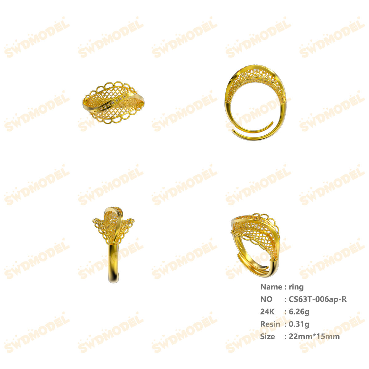 Jewelry set  Filigree Set   White Wax Casting Resin 3D Printing Service  CS63T-006ap