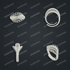 Jewelry set Filigree Ring White Wax Casting Resin 3D Printing Service  CS63T-006ap-R